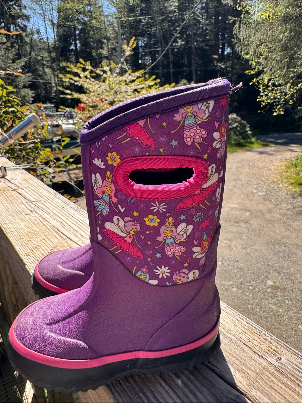 Kids Waterproof Purple Rain & Snow Boots with Pink Accents - Picture 2 of 5